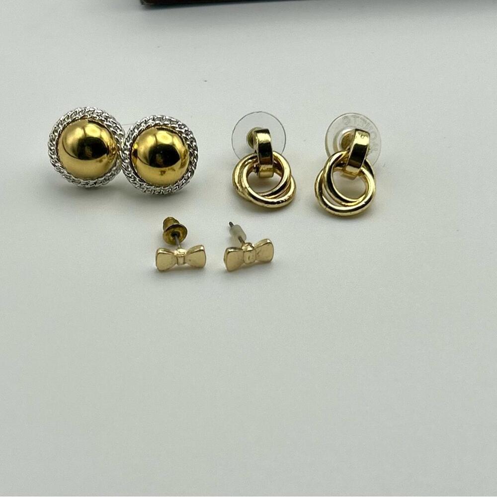 Vintage 3 Pair Gold Tone Earrings